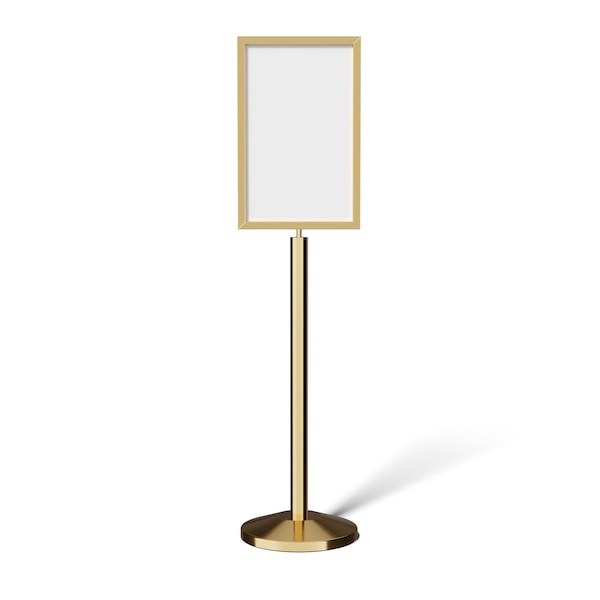 Montour Line Sign Frame Floor Standing 14 x 22 in. V Polished Brass Steel FS200-1422-V-PB - main